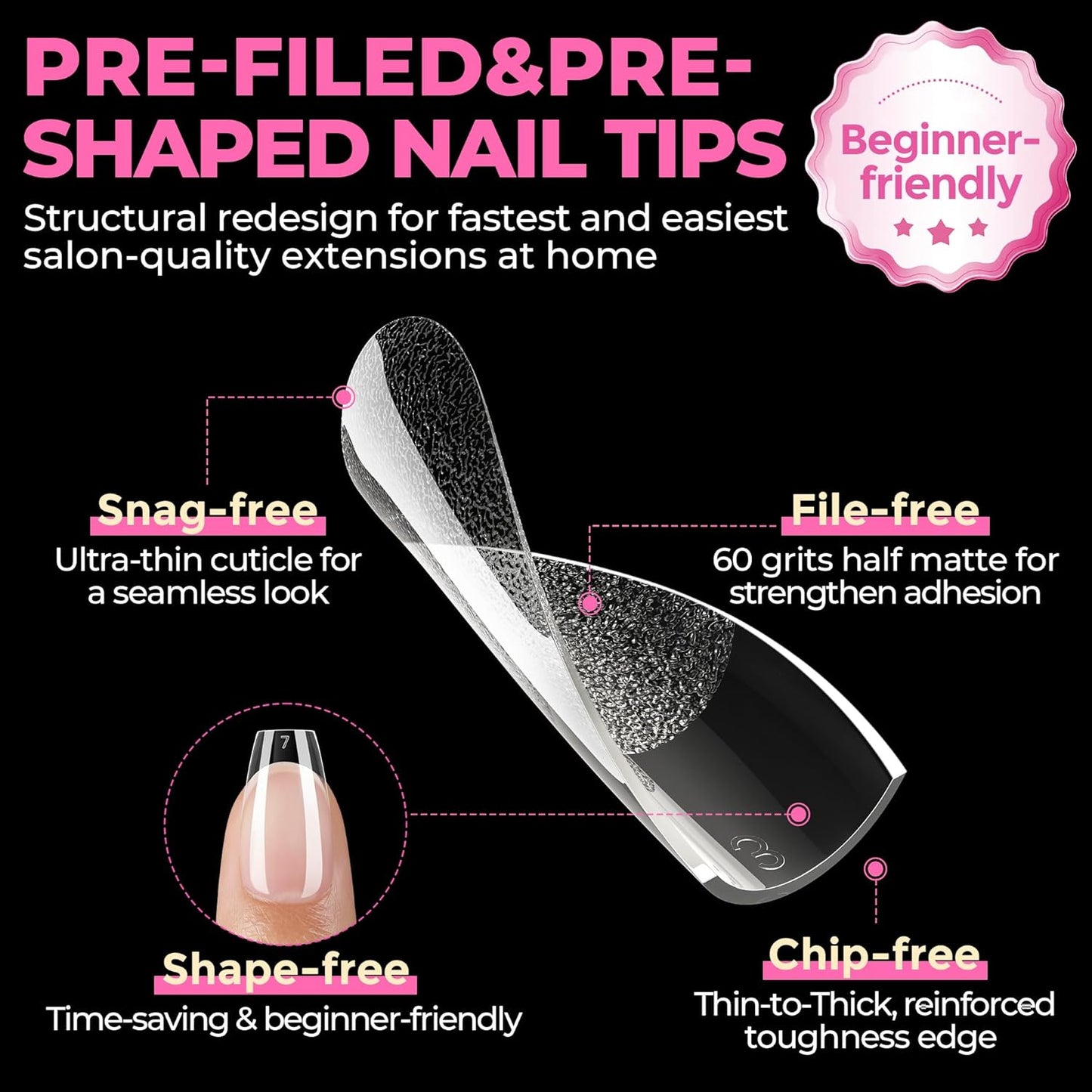 UNA GELLA Square Toe Nail Tips | 504 Pcs Soft Gel Full Cover | DIY Pedicure