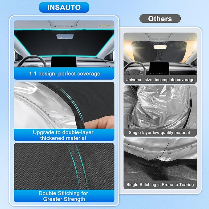 INSAUTO Custom Fit Windshield Sun Shade Accessories for Mazda MX-5 Miata 2016-2025, Foldable Front Window Sunshade, UV & Heat Reflector, Keeps Interior Cool, Includes Storage Bag
