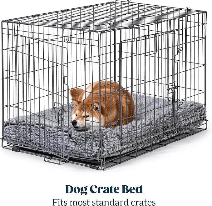 Stoutwool 4" Indestructible Dog Bed - Orthopedic Chew Proof Dog Crate Pad - Fluffy Kennel Mat for Aggressive Chewers - Ideal for Large Breeds & Fits 36-Inch Crate - 35"x22", Charcoal
