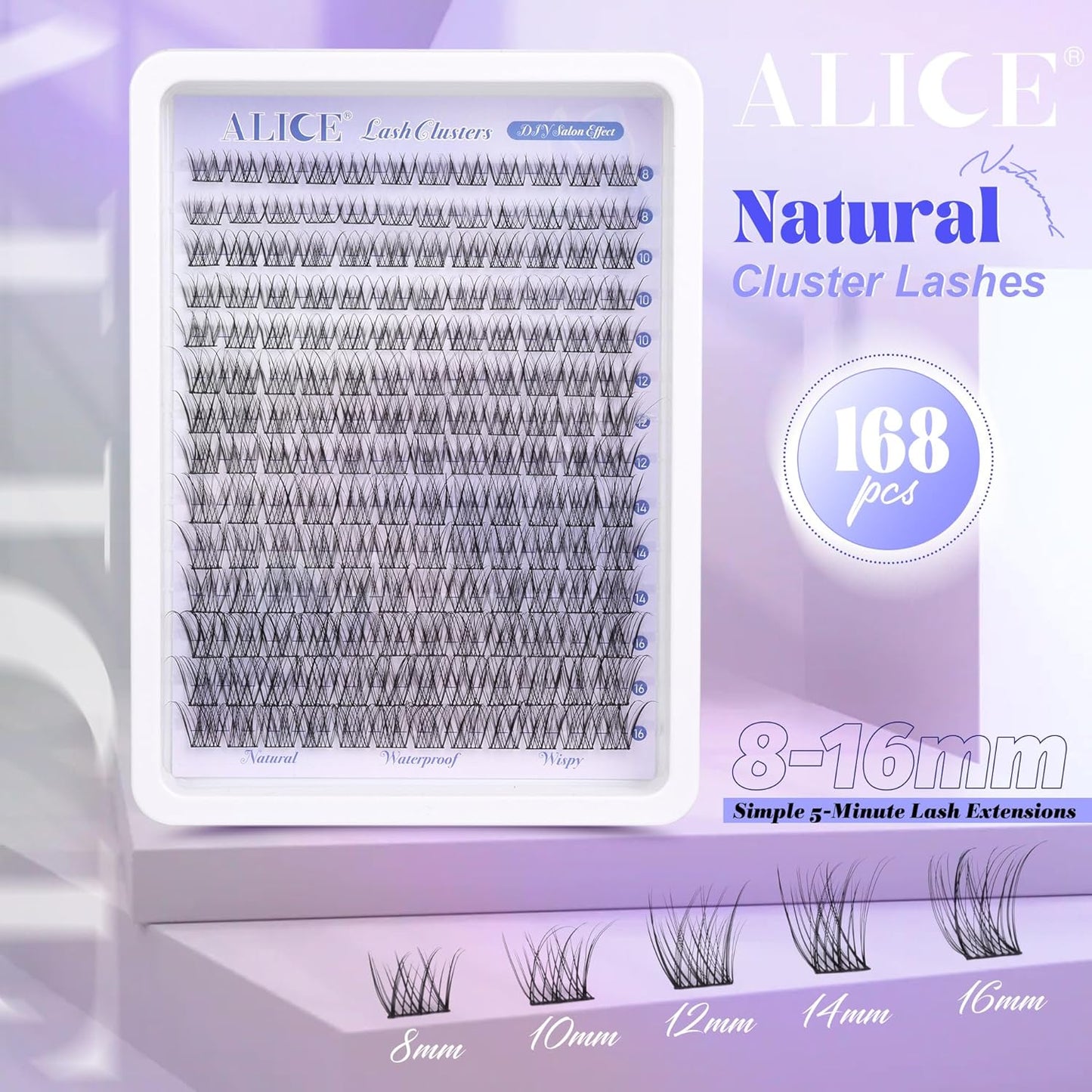 ALICE Wispy Cluster Eyelash Extensions | 192pcs Natural Individual Lashes | DIY 10-18mm