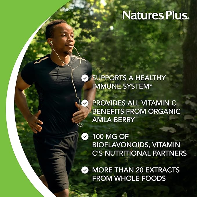 Natures Plus Source of Life Garden Vitamin C - 60 Vegan Capsules, Pack of 2 - Immune System Support - Certified Organic, Non-GMO, Gluten Free - 60 Total Servings