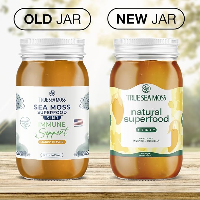 TrueSeaMoss Sea Moss Gel – Made in USA – 5-in-1 Formula – Wildcrafted Seamoss, Ashwagandha & Sea Vegetables – Ashwagandha, Pack of 2 (Labels may Vary)