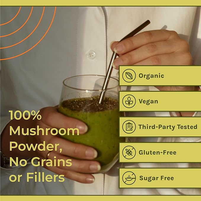Sacred 7 Mushroom Coffee Booster | Organic Mushroom Supplement Powder – Lions Mane, Reishi, Chaga & More | Adaptogen + Nootropic | 100% Fruiting Bodies | Mix with Coffee,Tea, Smoothies - 60 Servings