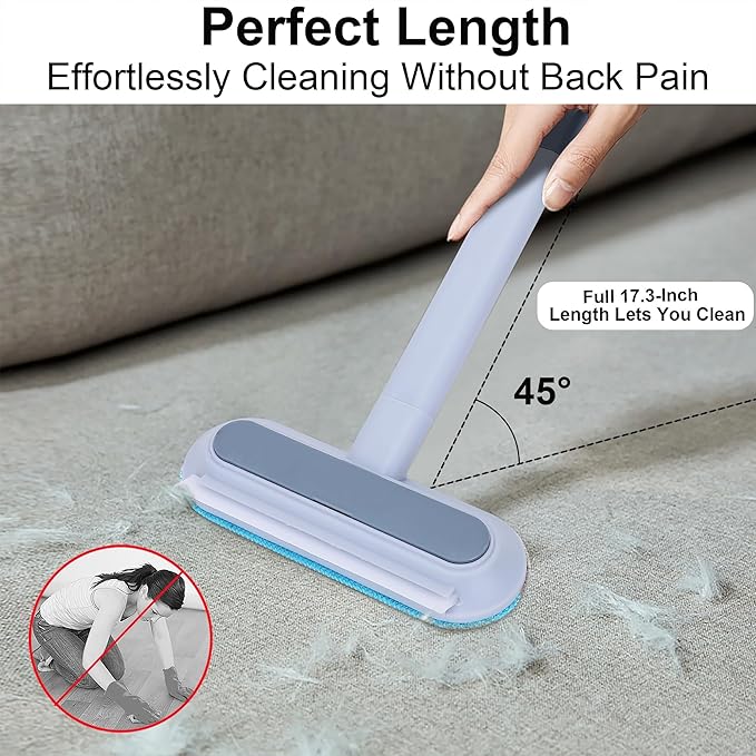 Pet Hair Remover, 4-in-1 Reusable Dog & Cat Hair Removal Tool – Extra Long Handle (23.4"), 2-Pack (Value Pack), Effective Lint Brush for Furniture, Couch, Carpet, Car Seats & Window Screens