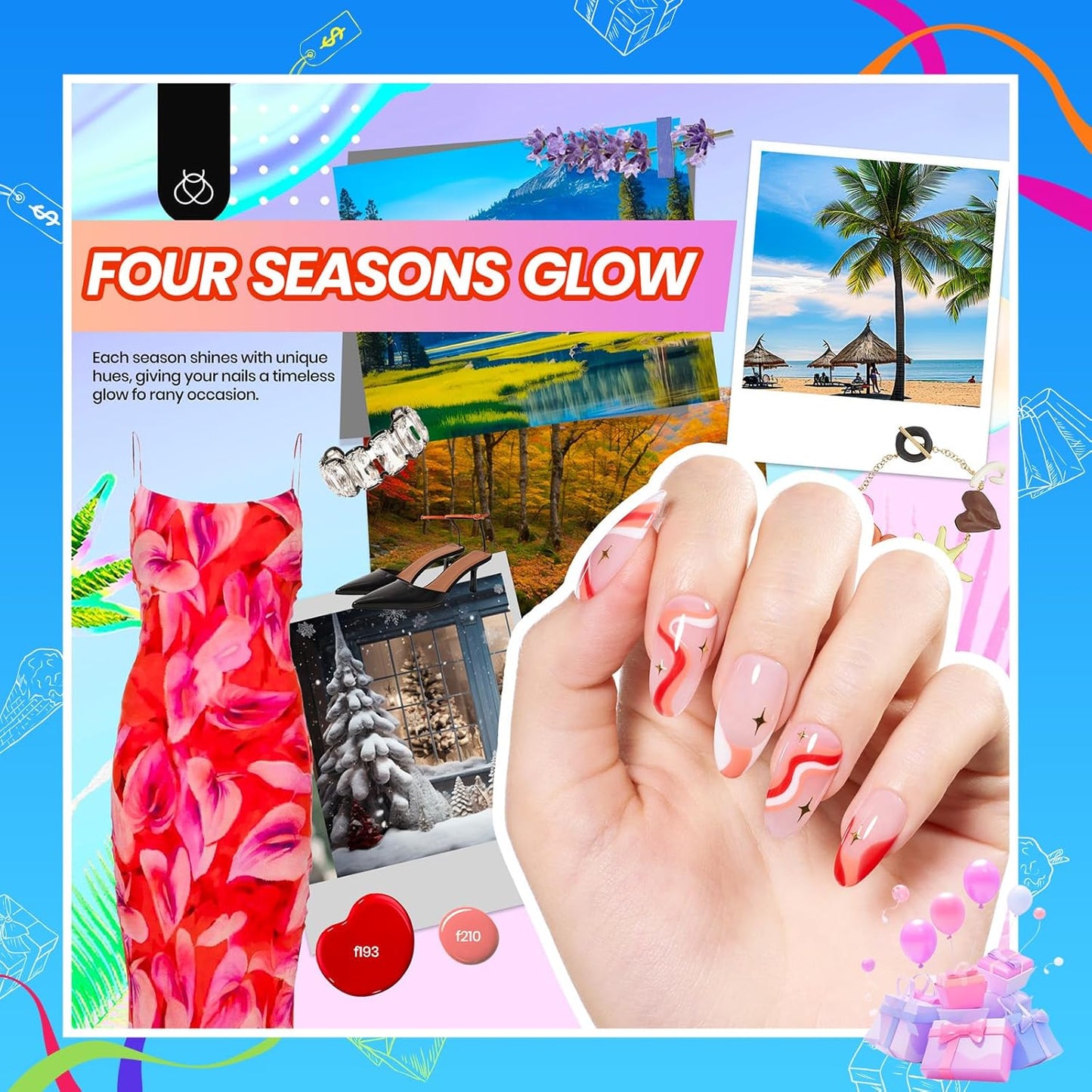 44-Piece Gel Nail Polish Kit | UV Light | 24 Colors | Base & Top Coats | Gifts for Women