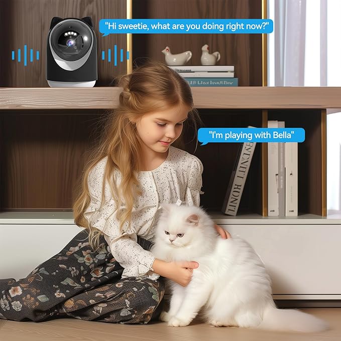 Security Camera Indoor,Wi-Fi &Two-Way Audio,Indoor Camera for Home,Baby/Dog/Cat/Pet Camera with Phone App,Night Vision,Motion Tracking, Compatible with Alexa (Black)