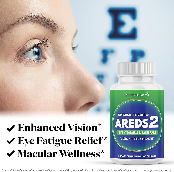 AREDS 2 Eye Vitamin & Mineral Supplement, Contains Lutein, Vitamin C, Zeaxanthin, Zinc & Vitamin E with Added Copper - 120 Count