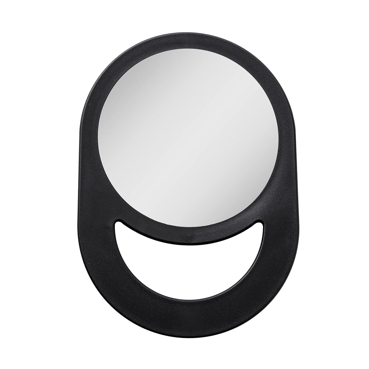 Zadro 10''X7'' Oblong Hand Mirror 6'' Dia. Round Glass Handheld Mirror Modern Ergonomic Handle Pill Shape Handheld Mirror