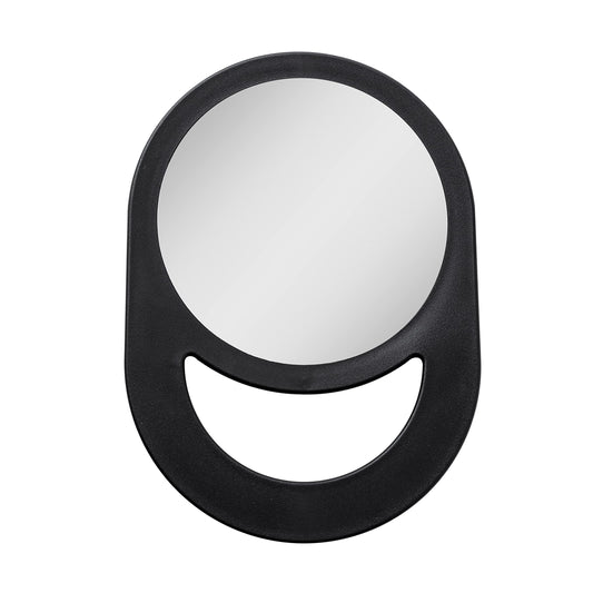 Zadro 10''X7'' Oblong Hand Mirror 6'' Dia. Round Glass Handheld Mirror Modern Ergonomic Handle Pill Shape Handheld Mirror