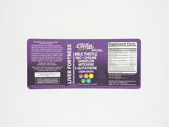 Clean Nutraceuticals Milk Thistle NAC Liver Cleanse Detox & Repair Supplement Liver Support Liquid Drops with Dandelion Extract, Artichoke, Chanca Piedra, Choline, L-Glutathione, Burdock, Schisandra