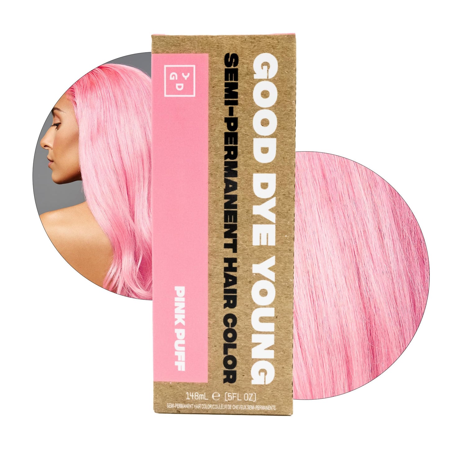 Good Dye Young Semi Permanent Pink Hair Dye (Pink Puff) - Uv Protective Temporary Hair Color Lasts 15-24+ Washes - Conditioning