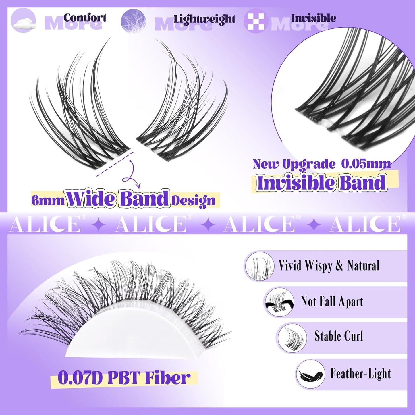 ALICE DIY Eyelash Extension Kit | 196pcs Natural Wispy Clusters | 10-18mm