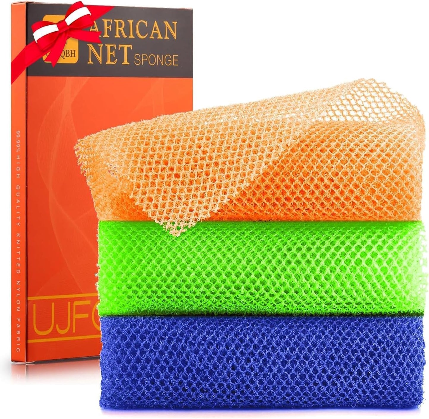 Exfoliating African Bath Sponge Set – 6 Colorful Net Scrubbers for Daily Use