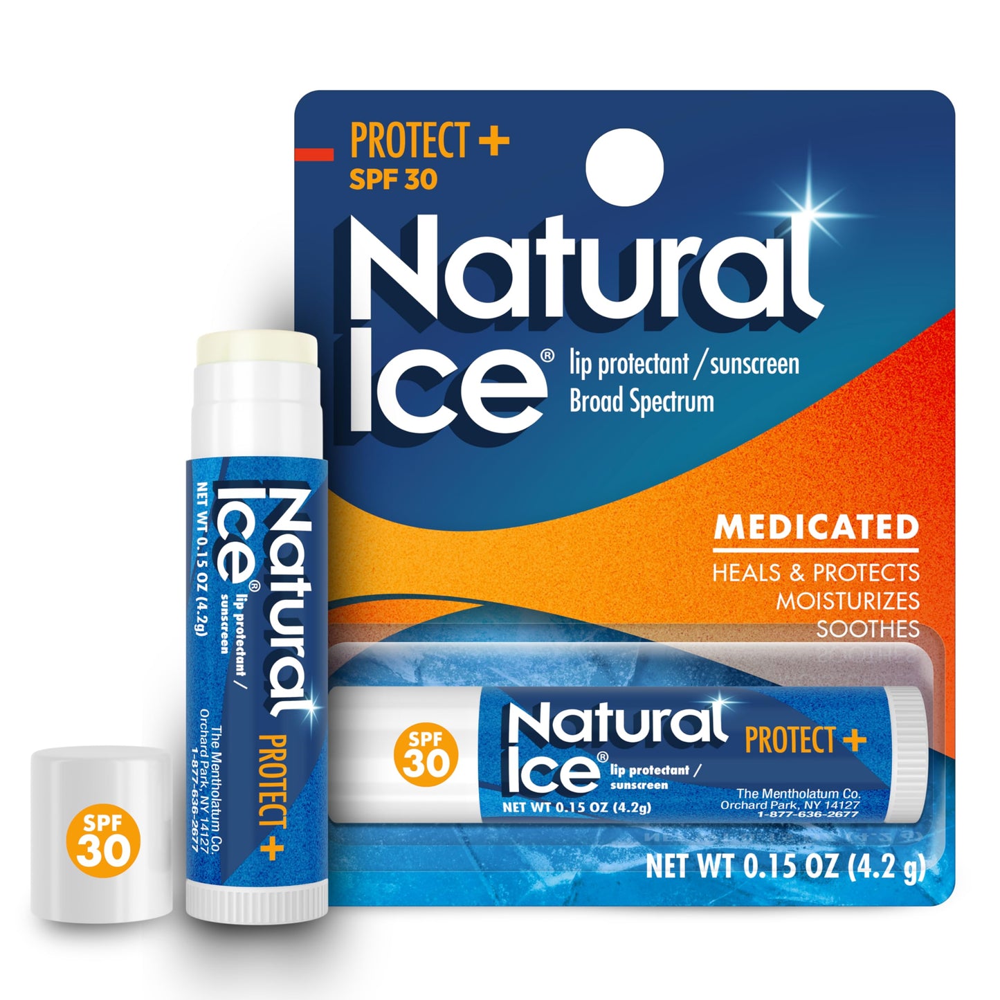 Mentholatum (R) Natural Ice (R) Sport Broad Spectrum Spf 30 Medicated Lip Balm - 12 Pack Of 4.2 G Tubes