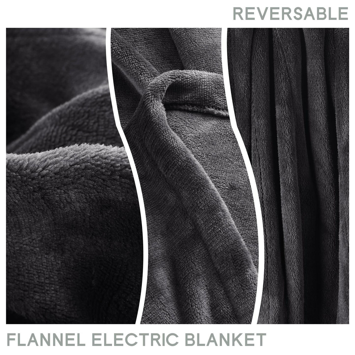 Heated Blanket Electric Blanket Full Size 72''x84'', Soft Flannel Heating Blanket with 1-10 Hour Auto Off - 6 Heat Settings - Machine Washable - Dark Grey