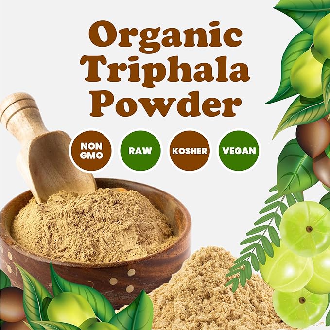 Food to Live Organic Triphala Powder, 5 Pounds – Natural Detox, Blend from Fruits Amalaki, Haritaki and Bibhitaki, Non-GMO, Perfect for Tea and Smoothies, Vegan, Kosher, Bulk