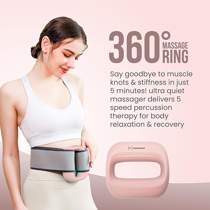 Deep Tissue Massage Gun Portable – Mini Massage Gun with Hands-Free Strap – Handheld Massager for Athletes, Travel, Full-Body Pain Relief – 5 Speed Levels and Quiet Percussion