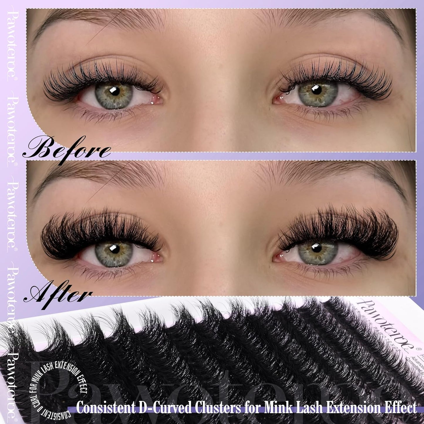 Pawotence DIY Lash Extension Kit | 280pcs 50D Individual Clusters 9-16mm