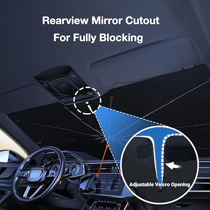 CHILL·TEK Funny Animal Car Windshield Sun Shade Umbrella, Christmas Duck Car Sun Shade Umbrella, Block UV Rays Heat Foldable Windshield Umbrella Sun Visor Protector - Keep Vehicle Cool for Cars SUV