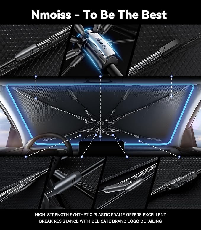Windshield Sun Shade Umbrella for Honda CRV - [Vinyl Coating Heat Shield] Protect Car from Sun Rays & Heat Damage Keep Cool and Protect Interior, Spring Structure Edge