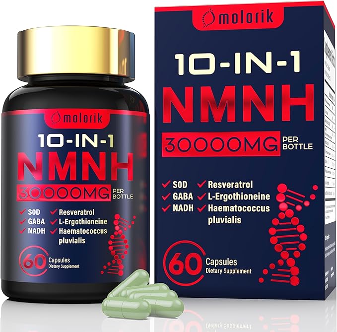 NMNH (Dihydronicotinamide Mononucleotide), 1000mg Per Serving NAD High Purity Supplement Alternative, Capsules Gluten Free, Non-GMO, for Anti-Aging, Energy, Focus - 060