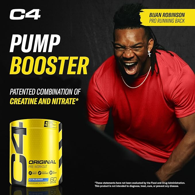 Cellucor C4 Original Pre Workout Powder ICY Blue Razz - Vitamin C for Immune Support - Sugar Free Preworkout Energy for Men & Women - 150mg Caffeine Plus Beta Alanine Plus Creatine - 60 Servings