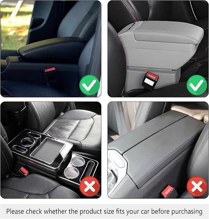 Upgraded Car Center Console Cover,Microfiber Leather Car Armrest Cover Cushion with 2 Storage Bags,Universal Armrest Storage Box Interior Accessories for Most Vehicles (Cream)