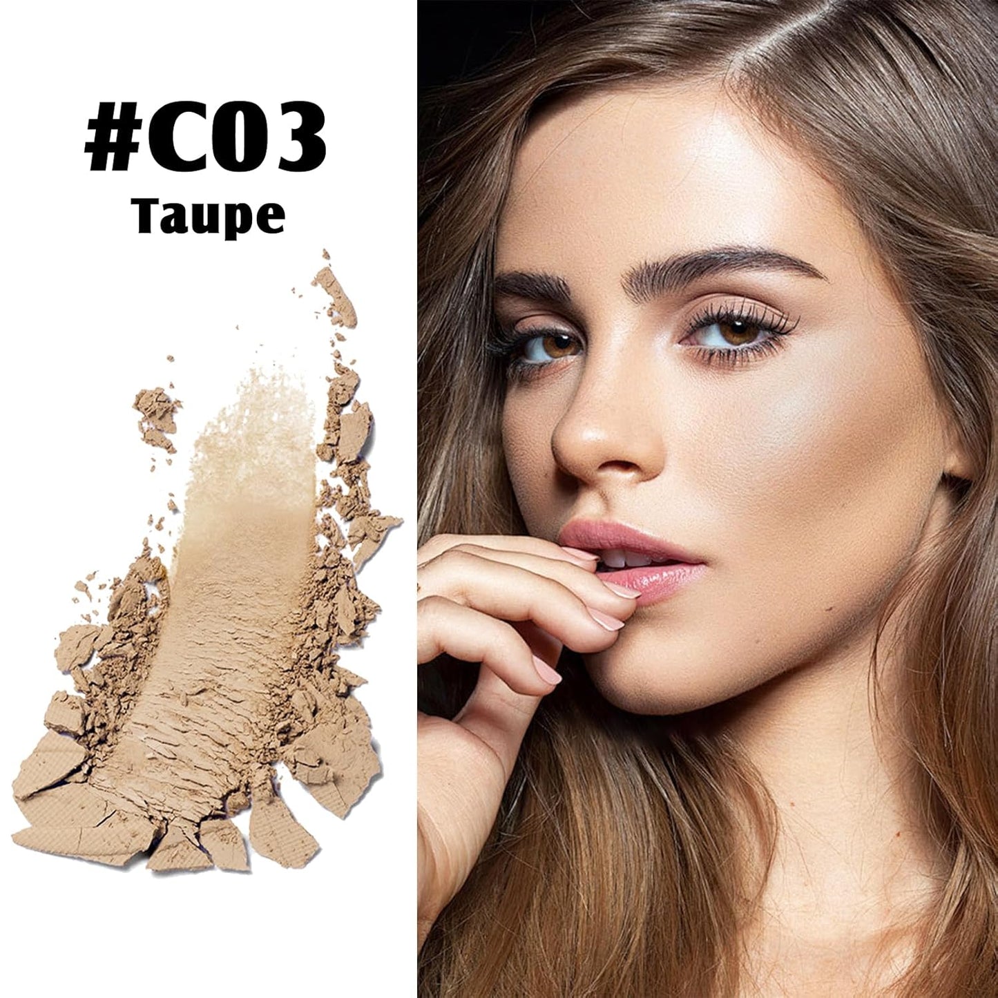 Contour Palette with Brush, Cream Contour Powder Palette Bronzer Powder Matte Bronzer Palette Cool Toned Contour Kit with Mirror for Face Sculpting Contour Makeup (#C03 Taupe)
