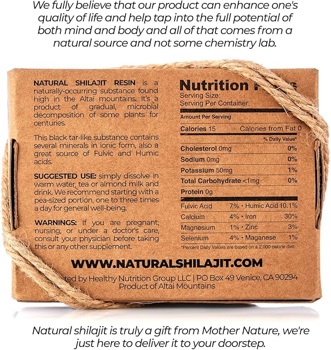 NATURAL SHILAJIT Resin - 20 Gram Shilajit Supplement with Fulvic Acid & Trace Minerals - Shilajit Honey Sticks 30 Count