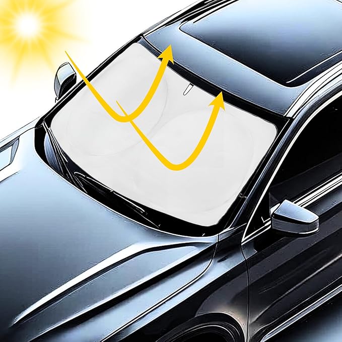 Windshield Sun Shade -Certified 99.87% UVB & 99.02% UVA Car Sun Shade. Award Winning Sunshade - Patented Technology | Compatible for Chevrolet Corvette C8 2020-present | Car Shades by Kinder Fluff