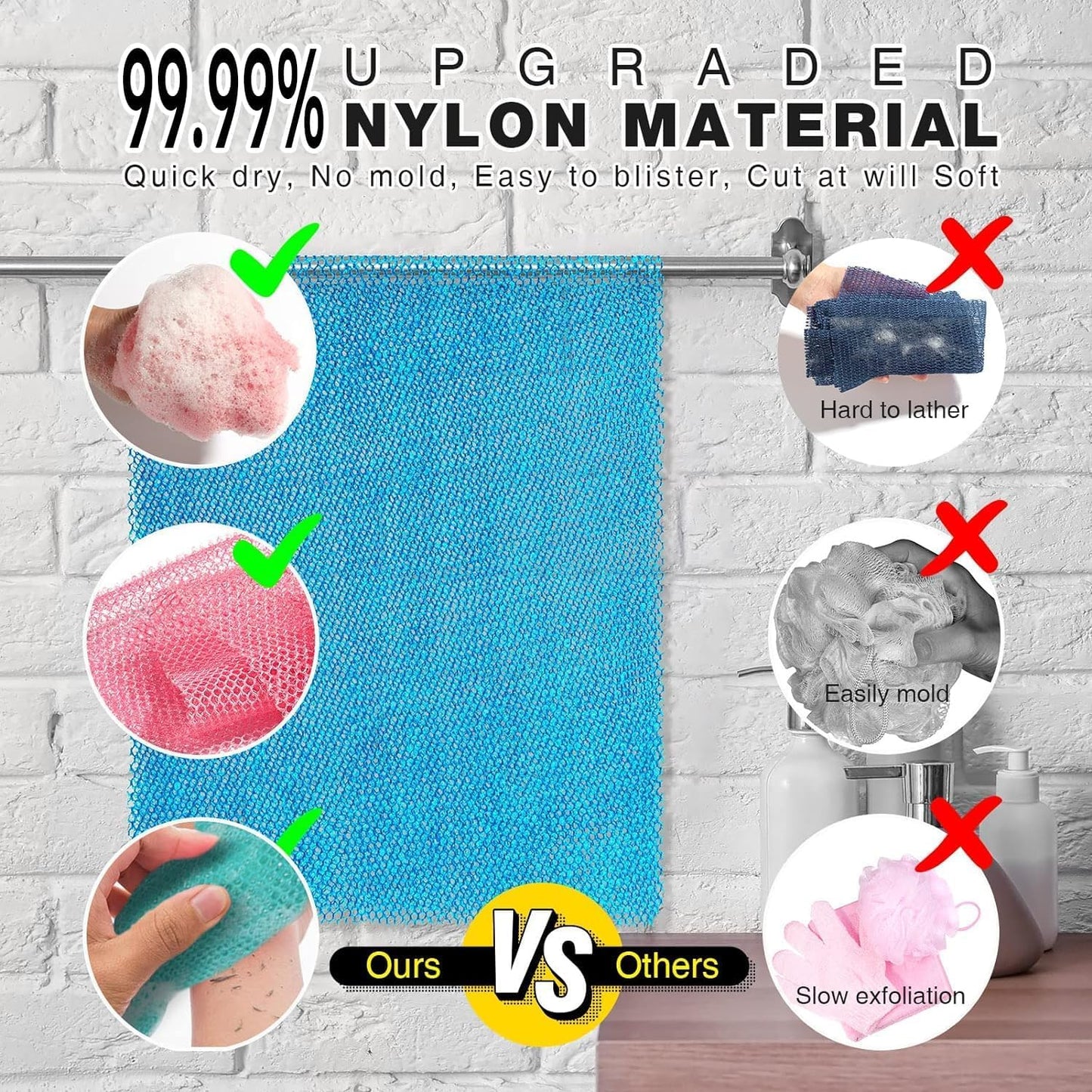 Exfoliating African Bath Sponge | Long Net Body Scrubber | Green