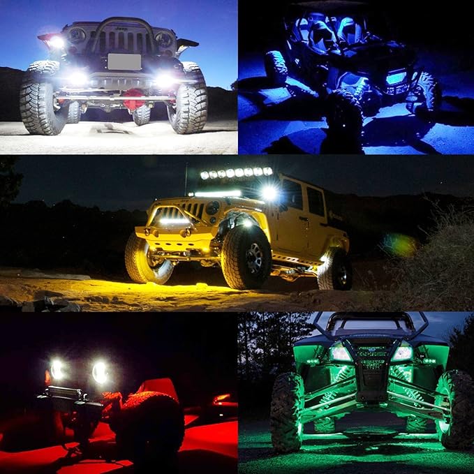 6 Pods LED Rock Lights, Ampper Waterproof LED Neon Underglow Light for Car Truck ATV UTV SUV Offroad Boat Underbody Glow Trail Rig Lamp (Red)