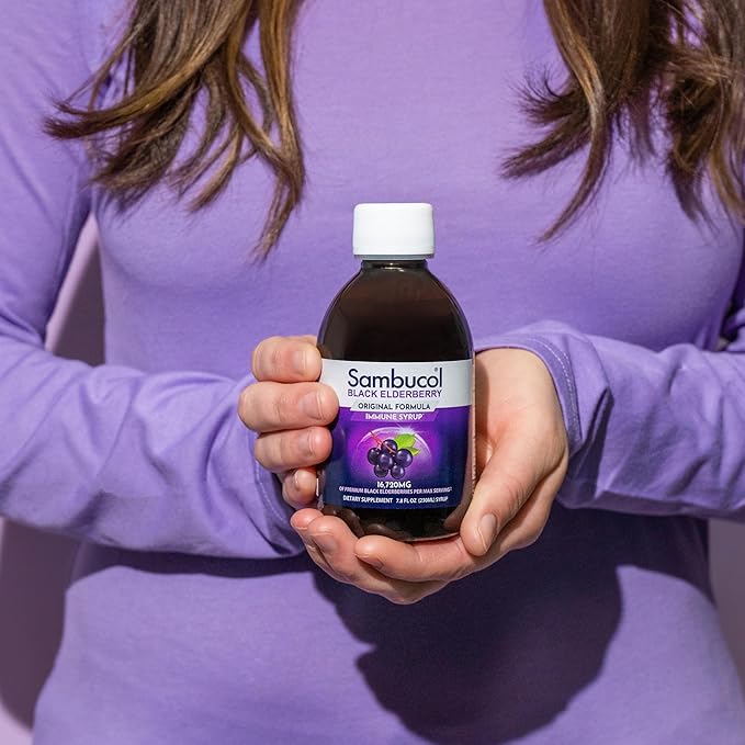 Sambucol Black Elderberry Syrup - Sambucus Elderberry Syrup, Black Elderberry Liquid, Immune Support for Kids and Adults, High Antioxidants, Gluten Free - Original Formula, 4 Fl Oz, 2-Pack