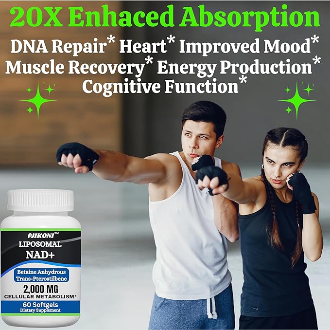 Liposomal NAD+ 2000 mg with TMG and Pterostilbene, Supports Healthy Aging-240 Softgels