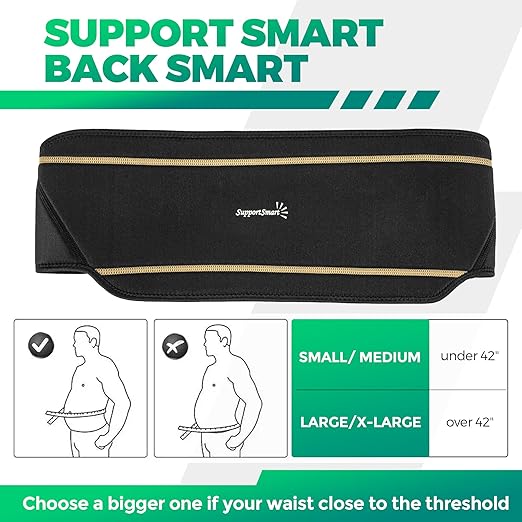 Back Smart Brace for Lower Back Pain Relief - Lightweight Copper Lumbar Brace for Men and Women, Lumber Support Belt with Adjustable Velcro for Sciatica - Small/Medium, 1 Pack