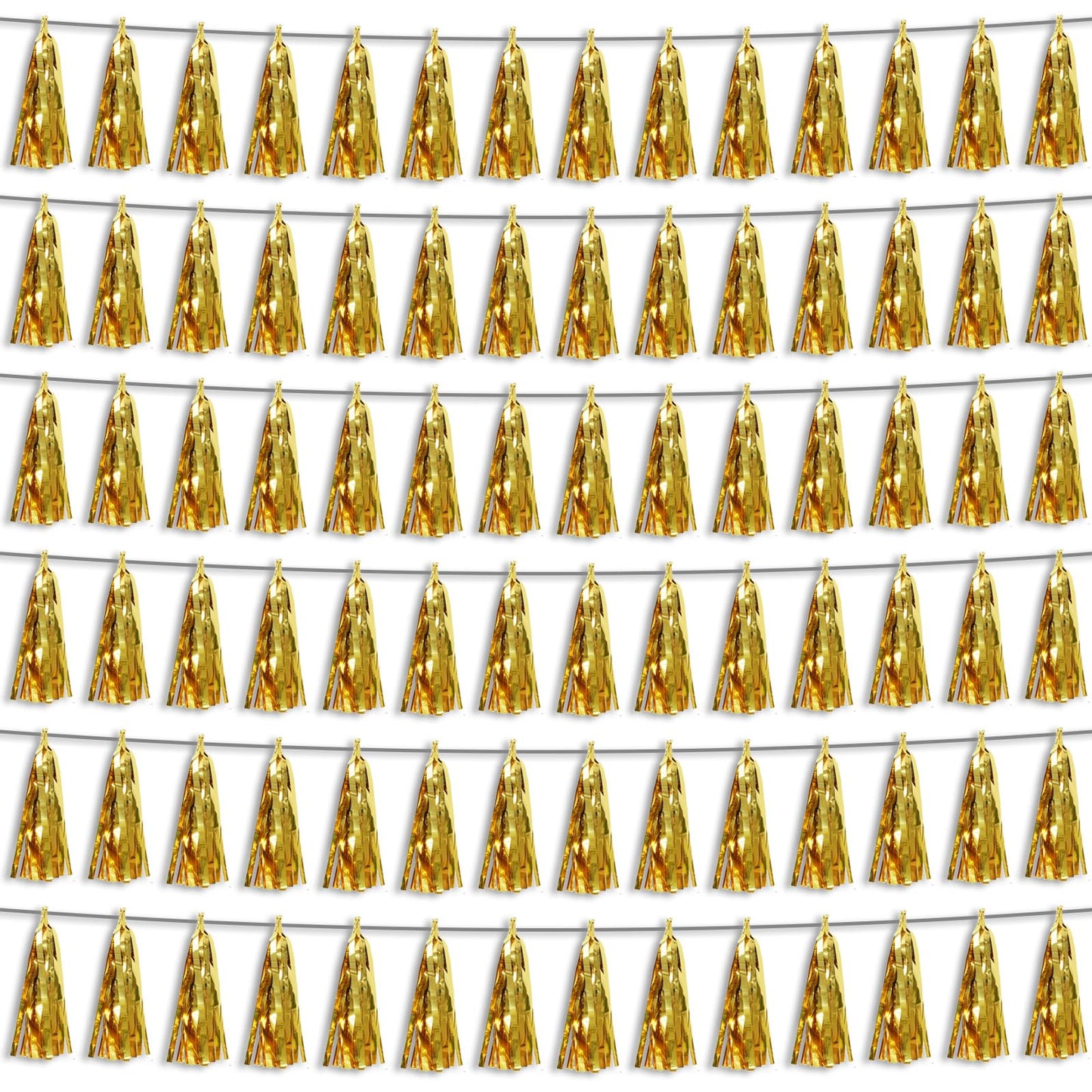 6P Gold Party Decoration Tassel Garland for Parade Floats, Bachelorette, Wedding, Birthday, Halloween, Christmas, Bridal/Baby Shower Party Decorations