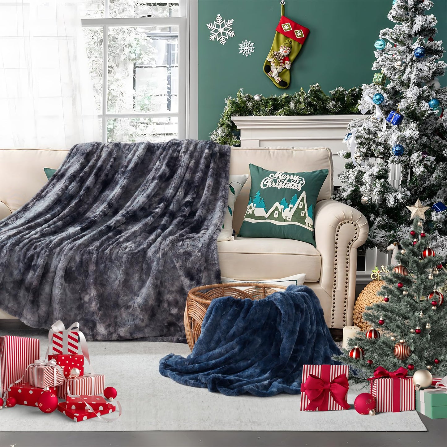 Sealy Electric Blanket Heated Throw, Faux Fur Heating Blanket with 6 Heat Settings & 2-10 Hours Auto Shut Off, Fast Heating & ETL Certification, 50x60 Inch, Grey