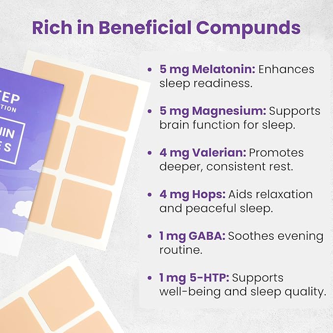 Melatonin Patches for Adults - 30 Beige Sleep Patches, Skin Friendly, Sleep Promoting Stickers with Natural Ingredients - Supports Better Sleep and Relaxation