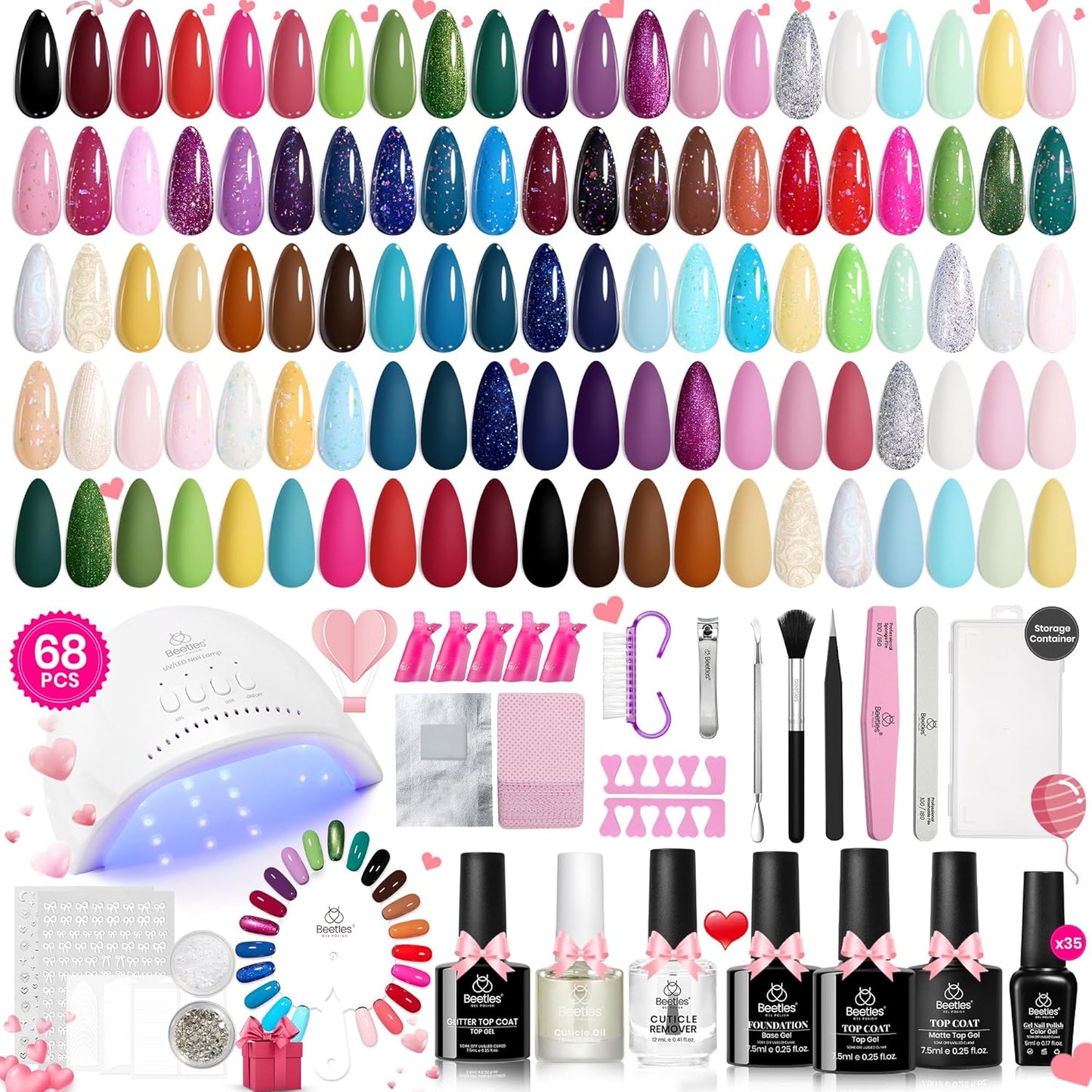 44-Piece Gel Nail Polish Kit | UV Light | 24 Colors | Base & Top Coats | Gifts for Women