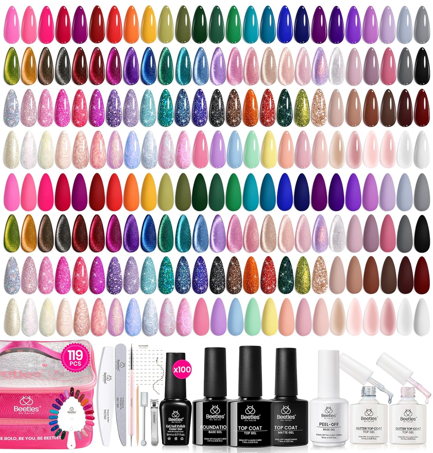 44-Piece Gel Nail Polish Kit | UV Light | 24 Colors | Base & Top Coats | Gifts for Women