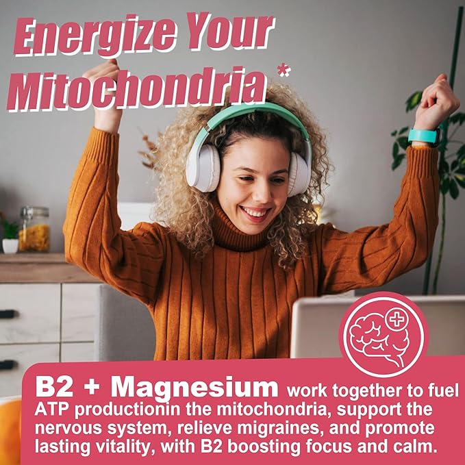 Vitamin B2 Gummies, Riboflavin 400mg for Adults & Kids with Magnesium & CoQ10 for Energy & Nervous System Support, Sugar Free B2 Vitamin VIT B, Non GMO, Vegan, 120 Counts