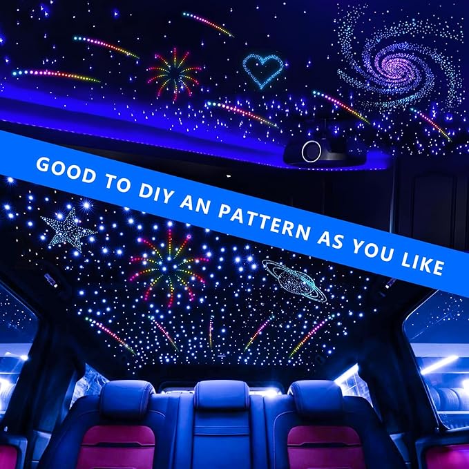 WEBUPAR 3.2W 6LEDs Meteor Starlight Headliner Kit, 180pcs 0.01in 6.56ft, RGBW Shooting Stars Fiber Optic Lights with Bluetooth APP Control for Car/Home Theater