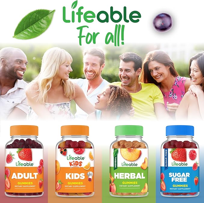 Lifeable Multivitamin with Iron for Adult | 13 Essential Vitamins and Minerals for Men and Women | Great Tasting Naturally Sourced Berry Flavor | Vegetarian Non-GMO | 90 Gummies