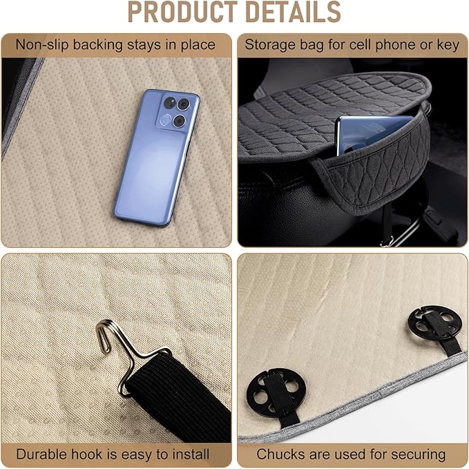 Linen Car Seat Covers, Back Seat Cover for Cars Include 1 Pair Front Car Seat Cover Protectors and 1 Rear Bench Cover with Breathable Linen and Non-Slip Universal Fits SUVs,Cars,Sedans (Deep Grey)