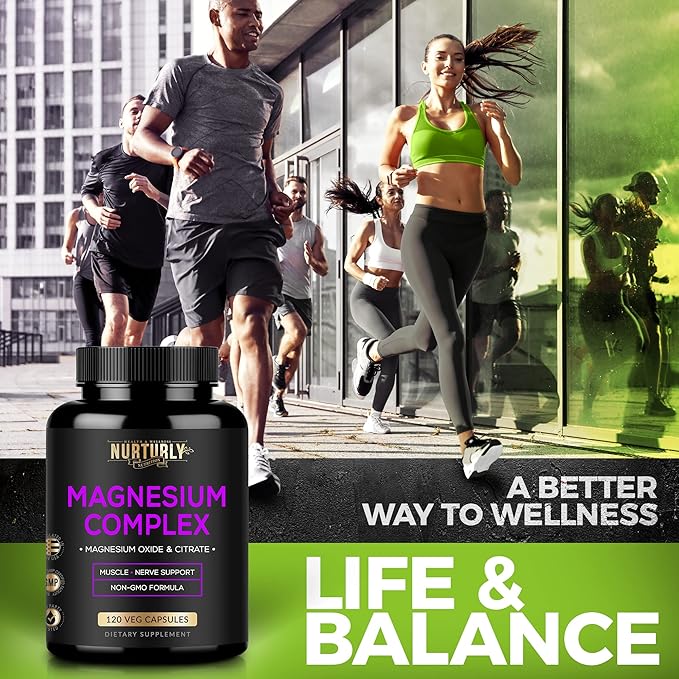 Magnesium Citrate & Oxide 500mg Complex Supplement - High Absorption Maximum Strength - Helps Support Bone Density and Strength, Muscles, Energy and Sleep - 360 Vegan Capsules