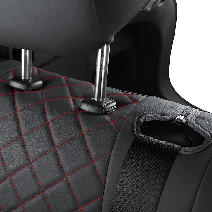 GIANT PANDA Customized Full Set Car Seat Covers Fit for Toyota Rav4 2019 2020 2021 2022 2023 2024 2025 Rav 4 XLE,LE, XLE Premium,Limited(Non-Hybrid & Adventure,TRD-Off),Front & Rear/Back (Black+Red)