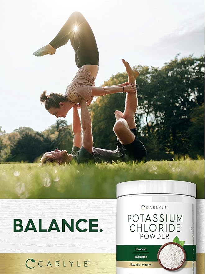 Carlyle Potassium Chloride Powder Supplement 16 oz | Food Grade | Salt Substitute | Vegan, Vegetarian, Non-GMO, Gluten Free