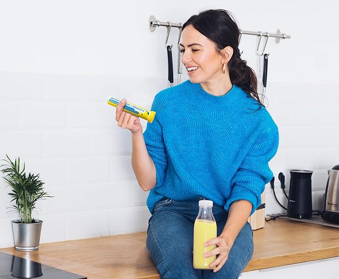 German Calcium + VIT. C - 40 Vegan Drink Effervescent Tablets - Lemon Lime Flavor - Made in Germany