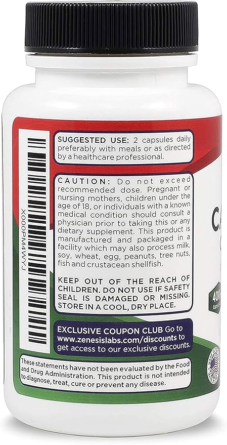 Zenesis Labs Candida Complex Cleanse Detox Caprylic Acid Supplement, Oregano Extract, Probiotics, Enzymes - Bulk 180 Capsules, 90 Day Supply (60 Capsules/Bottle)