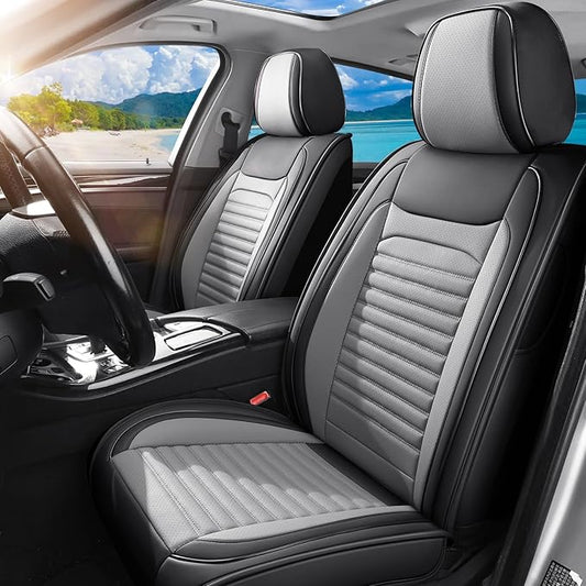 Front Seat Covers Fit for Toyota C-HR 2018-2022, Car Seat Covers Front Seats, Breathable Faux Leather Automotive Seat Covers Front Pair Anti-Slip Seat Cover(Black&Gray, Front)